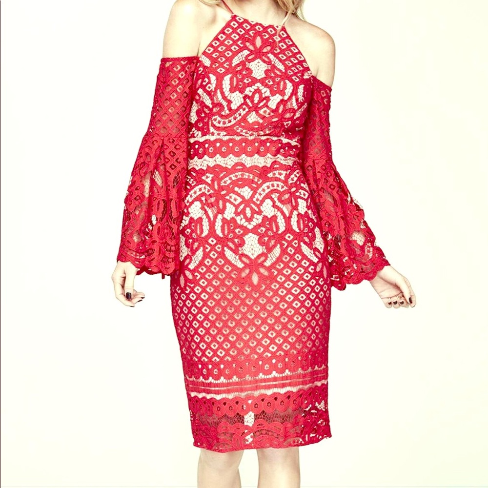 Bardot Red Lace Dress
